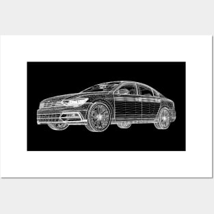 Creative abstract car drawing lines Posters and Art